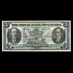 Dominica, Royal Bank of Canada, 5 dollars <br /> January 2, 1913