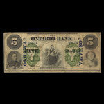 Canada, Ontario Bank, 5 dollars <br /> November 1, 1870