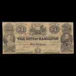 Canada, City of Hamilton, 1 dollar <br /> September 1, 1855