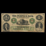 Canada, Peoples Bank of New Brunswick, 1 dollar <br /> September 1, 1864
