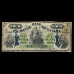 Canada, Exchange Bank of Canada, 4 dollars <br /> October 1, 1872