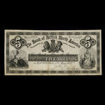 Canada, Bank of British North America, 5 dollars <br /> May 1, 1875