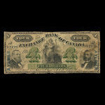 Canada, Exchange Bank of Canada, 4 dollars <br /> October 1, 1872