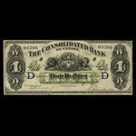 Canada, Consolidated Bank of Canada, 4 dollars <br /> July 1, 1876
