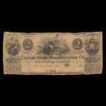 Canada, Cayuga Glass Manufacturing Co., 2 dollars <br /> 1845