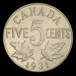 Canada, George V, 5 cents <br /> 1931