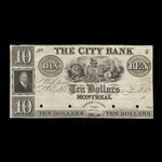 Canada, City Bank (Montreal), 10 dollars <br /> 1850
