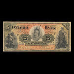 Canada, Ontario Bank, 5 dollars <br /> June 1, 1888