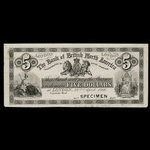 Canada, Bank of British North America, 5 dollars <br /> April 23, 1866