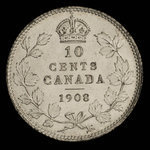 Canada, Edward VII, 10 cents <br /> 1908