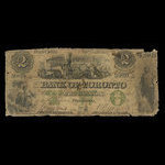 Canada, Bank of Toronto (The), 2 dollars <br /> July 2, 1859