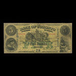 Canada, Bank of Toronto (The), 5 dollars <br /> July 1, 1890