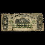 Canada, Consolidated Bank of Canada, 4 dollars <br /> July 1, 1876