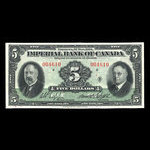 Canada, Imperial Bank of Canada, 5 dollars <br /> November 1, 1934