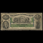 Canada, Royal Canadian Bank, 1 dollar <br /> July 26, 1865