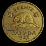 Canada, George VI, 5 cents <br /> 1937