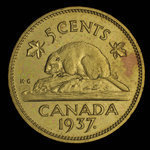 Canada, George VI, 5 cents <br /> 1937