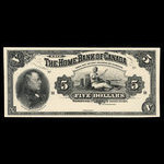 Canada, Home Bank of Canada, 5 dollars <br /> March 2, 1914