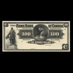 Canada, Home Bank of Canada, 100 dollars <br /> March 2, 1914
