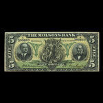 Canada, Molsons Bank, 5 dollars <br /> October 2, 1905