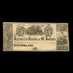 Canada, Farmers Bank of St. Johns, 5 dollars : 1838