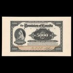 Canada, Dominion of Canada, 5,000 dollars <br /> January 2, 1918