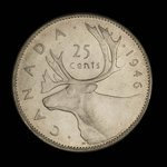 Canada, George VI, 25 cents <br /> 1946