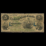 Canada, Exchange Bank of Canada, 5 dollars <br /> October 1, 1872