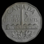 Canada, George VI, 5 cents <br /> 1951