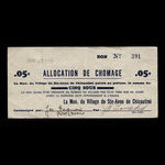 Canada, Village of Ste-Anne de Chicoutimi, 5 cents <br /> February 1, 1940