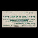 Canada, Village of Ste-Anne de Chicoutimi, 2 dollars <br /> January 25, 1940