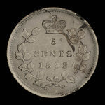 Canada, Victoria, 5 cents <br /> 1892
