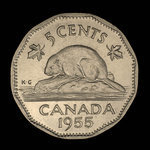 Canada, Elizabeth II, 5 cents <br /> 1955