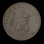 Canada, unknown, 1 penny <br /> 1814