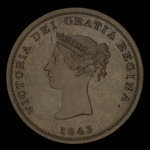 Canada, Province of New Brunswick, 1/2 penny <br /> 1843