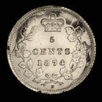 Canada, Victoria, 5 cents <br /> 1874