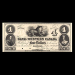 Canada, Bank of Western Canada, 4 dollars <br /> September 20, 1859