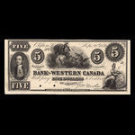 Canada, Bank of Western Canada, 5 dollars <br /> September 20, 1859