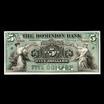 Canada, Dominion Bank, 5 dollars <br /> January 1, 1896