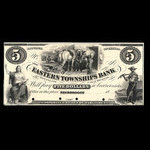 Canada, Eastern Townships Bank, 5 dollars <br /> 1859