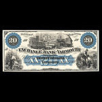 Canada, Exchange Bank of Yarmouth, 20 dollars <br /> August 1, 1869