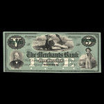 Canada, Merchants Bank (The), 5 dollars <br /> June 1, 1864