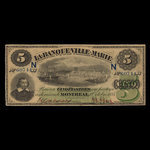 Canada, Banque Ville-Marie, 5 dollars <br /> October 1, 1885