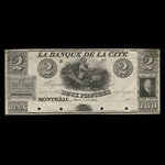 Canada, City Bank (Montreal), 2 dollars <br /> 1850