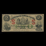 Canada, Union Bank of Lower Canada, 2 dollars <br /> March 1, 1866