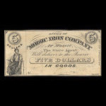 Canada, Moisic Iron Company, 5 dollars <br /> 1876