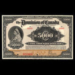 Canada, Dominion of Canada, 5,000 dollars <br /> January 2, 1924