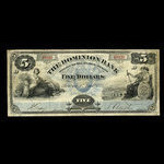 Canada, Dominion Bank, 5 dollars <br /> January 1, 1881