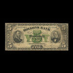 Canada, Molsons Bank, 5 dollars <br /> June 1, 1880