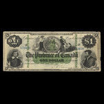 Canada, Province of Canada, 1 dollar <br /> October 1, 1866